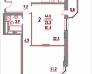 2-комнатная квартира площадью 80.3 кв.м, Ленинский проспект, 16 | цена 6 905 800 руб. | www.metrprice.ru