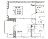 1-комнатная квартира площадью 46 кв.м, Лазоревый пр., 3С2 | цена 8 905 300 руб. | www.metrprice.ru