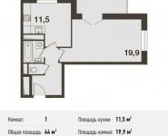 1-комнатная квартира площадью 44 кв.м, Новотушинская ул. | цена 3 846 304 руб. | www.metrprice.ru