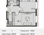 1-комнатная квартира площадью 37.5 кв.м, Ясеневая ул., 14С8 | цена 4 912 500 руб. | www.metrprice.ru