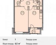 1-комнатная квартира площадью 43.1 кв.м, Ленинградский просп., 31 | цена 10 609 281 руб. | www.metrprice.ru