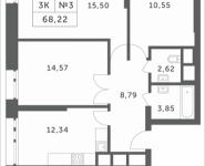 3-комнатная квартира площадью 68.22 кв.м, Мякининское шоссе | цена 5 989 716 руб. | www.metrprice.ru