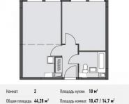 2-комнатная квартира площадью 44.3 кв.м, Донецкая ул., 30С1 | цена 5 912 886 руб. | www.metrprice.ru