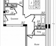 2-комнатная квартира площадью 54.2 кв.м, Просвещения, 12 | цена 2 793 576 руб. | www.metrprice.ru