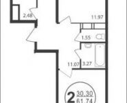 2-комнатная квартира площадью 61 кв.м в ЖК "Гагаринский" (Жуковский), улица Гагарина, 60 | цена 3 139 479 руб. | www.metrprice.ru