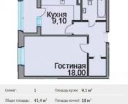 1-комнатная квартира площадью 43 кв.м, Горького ул. (Костино мкр), 79 | цена 3 290 000 руб. | www.metrprice.ru