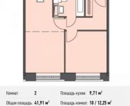 2-комнатная квартира площадью 41.9 кв.м, Донецкая ул., 30С1 | цена 5 981 605 руб. | www.metrprice.ru