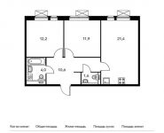 2-комнатная квартира площадью 61.7 кв.м, жилой комплекс Мякинино Парк, 1 | цена 7 768 030 руб. | www.metrprice.ru