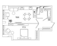 1-комнатная квартира площадью 45.3 кв.м, Рязанский проспект, 2 | цена 8 195 090 руб. | www.metrprice.ru