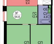 3-комнатная квартира площадью 54.6 кв.м, Авангардная, корп.5 | цена 5 733 000 руб. | www.metrprice.ru