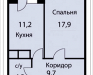 1-комнатная квартира площадью 42.7 кв.м, Триумфальная, 1 | цена 3 373 300 руб. | www.metrprice.ru