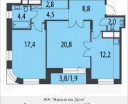 2-комнатная квартира площадью 74.8 кв.м, Олимпийский проспект, с10 | цена 17 967 422 руб. | www.metrprice.ru