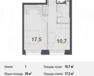 1-комнатная квартира площадью 38 кв.м, Северный кв-л, 19 | цена 2 698 000 руб. | www.metrprice.ru