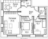 3-комнатная квартира площадью 75 кв.м, 3-й Силикатный проезд, вл. 4, корп. 2 | цена 14 246 640 руб. | www.metrprice.ru