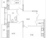 2-комнатная квартира площадью 68.55 кв.м, Дружбы, 25, корп.25 | цена 5 144 677 руб. | www.metrprice.ru