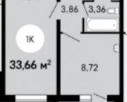 1-комнатная квартира площадью 33.6 кв.м, Новое шоссе, 14 | цена 3 700 000 руб. | www.metrprice.ru