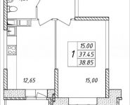 1-комнатная квартира площадью 38.85 кв.м, Дружбы, 30 | цена 3 247 860 руб. | www.metrprice.ru