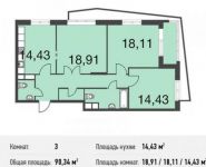 3-комнатная квартира площадью 90.3 кв.м, Донецкая улица, 30с29 | цена 15 387 613 руб. | www.metrprice.ru