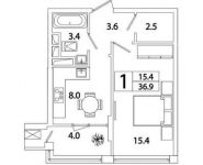 1-комнатная квартира площадью 36.9 кв.м, Рязанский пр-кт, 2 | цена 6 610 487 руб. | www.metrprice.ru