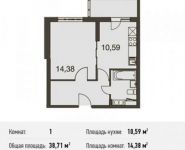 1-комнатная квартира площадью 38.7 кв.м, Амурская улица, вл3Бс1 | цена 4 378 880 руб. | www.metrprice.ru