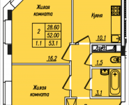 2-комнатная квартира площадью 53.1 кв.м, Просвещения, корп.14 | цена 3 491 150 руб. | www.metrprice.ru