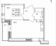 1-комнатная квартира площадью 43.1 кв.м, Дружбы, 43 | цена 4 223 800 руб. | www.metrprice.ru