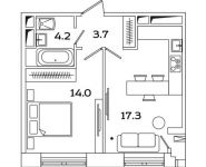 1-комнатная квартира площадью 39.3 кв.м, Рязанский проспект, д.влд 2 | цена 6 760 936 руб. | www.metrprice.ru