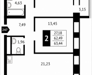 2-комнатная квартира площадью 63.4 кв.м, Клубная, 13 | цена 6 007 784 руб. | www.metrprice.ru