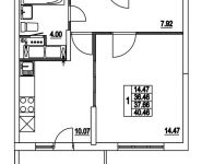 1-комнатная квартира площадью 37.66 кв.м, 2-я Муравская | цена 5 371 521 руб. | www.metrprice.ru