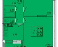 2-комнатная квартира площадью 54.16 кв.м, 40 лет Октября ул, 5/1 | цена 5 118 120 руб. | www.metrprice.ru