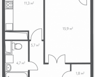 1-комнатная квартира площадью 42.6 кв.м, 1-й Нагатинский проезд, 14, корп.2 | цена 9 035 460 руб. | www.metrprice.ru