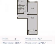 2-комнатная квартира площадью 60 кв.м, Ельнинская ул., 14 | цена 11 236 830 руб. | www.metrprice.ru