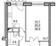 1-комнатная квартира площадью 37 кв.м, Народного Ополчения ул., 2 | цена 3 250 000 руб. | www.metrprice.ru