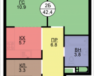 2-комнатная квартира площадью 42.4 кв.м, Некрасова, 6 | цена 3 447 120 руб. | www.metrprice.ru