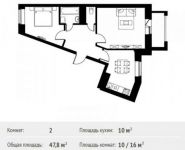 2-комнатная квартира площадью 47.8 кв.м, Фруктовая ул., 1К1 | цена 4 932 348 руб. | www.metrprice.ru