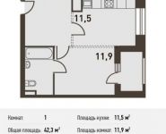 1-комнатная квартира площадью 42.3 кв.м, Головинское ш, 5 | цена 8 206 200 руб. | www.metrprice.ru