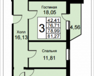 3-комнатная квартира площадью 81.27 кв.м, Можайское шоссе, корп.3 | цена 4 551 120 руб. | www.metrprice.ru