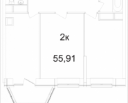 2-комнатная квартира площадью 55.91 кв.м, Ясная, 8, корп.6 | цена 4 037 291 руб. | www.metrprice.ru