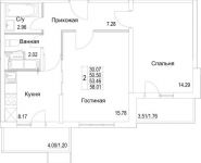2-комнатная квартира площадью 53.46 кв.м, 2-я Муравская | цена 7 598 162 руб. | www.metrprice.ru