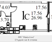 1-комнатная квартира площадью 26.96 кв.м в ЖК "Авентин", Железнодорожная, 33, корп.2 | цена 1 789 146 руб. | www.metrprice.ru