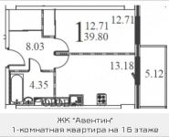 1-комнатная квартира площадью 39 кв.м, Железнодорожная ул. | цена 2 889 639 руб. | www.metrprice.ru