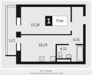 1-комнатная квартира площадью 37.7 кв.м, Клубная, 9 | цена 3 718 313 руб. | www.metrprice.ru