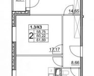 2-комнатная квартира площадью 61 кв.м, Лазоревый пр., 3С3 | цена 14 249 368 руб. | www.metrprice.ru