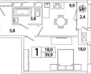1-комнатная квартира площадью 39.9 кв.м, Рязанский пр-кт, 2 | цена 6 913 153 руб. | www.metrprice.ru