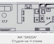 1-комнатная квартира площадью 24.45 кв.м, Рязанский проспект, 2, корп.Б2 | цена 4 537 920 руб. | www.metrprice.ru