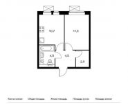1-комнатная квартира площадью 33.7 кв.м,  | цена 3 363 260 руб. | www.metrprice.ru