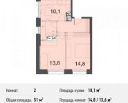 2-комнатная квартира площадью 51 кв.м, Северный кв-л, 19 | цена 3 570 000 руб. | www.metrprice.ru