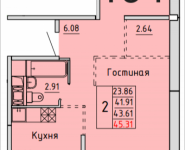 2-комнатная квартира площадью 45.31 кв.м, деревня Лопатино, корп.21 | цена 3 363 587 руб. | www.metrprice.ru