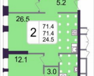 2-комнатная квартира площадью 71.4 кв.м, 3-я Хорошёвская улица, владение 7, корп.7 | цена 12 709 201 руб. | www.metrprice.ru