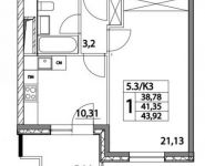 1-комнатная квартира площадью 43 кв.м, Лазоревый проезд, 3с2 | цена 10 106 958 руб. | www.metrprice.ru